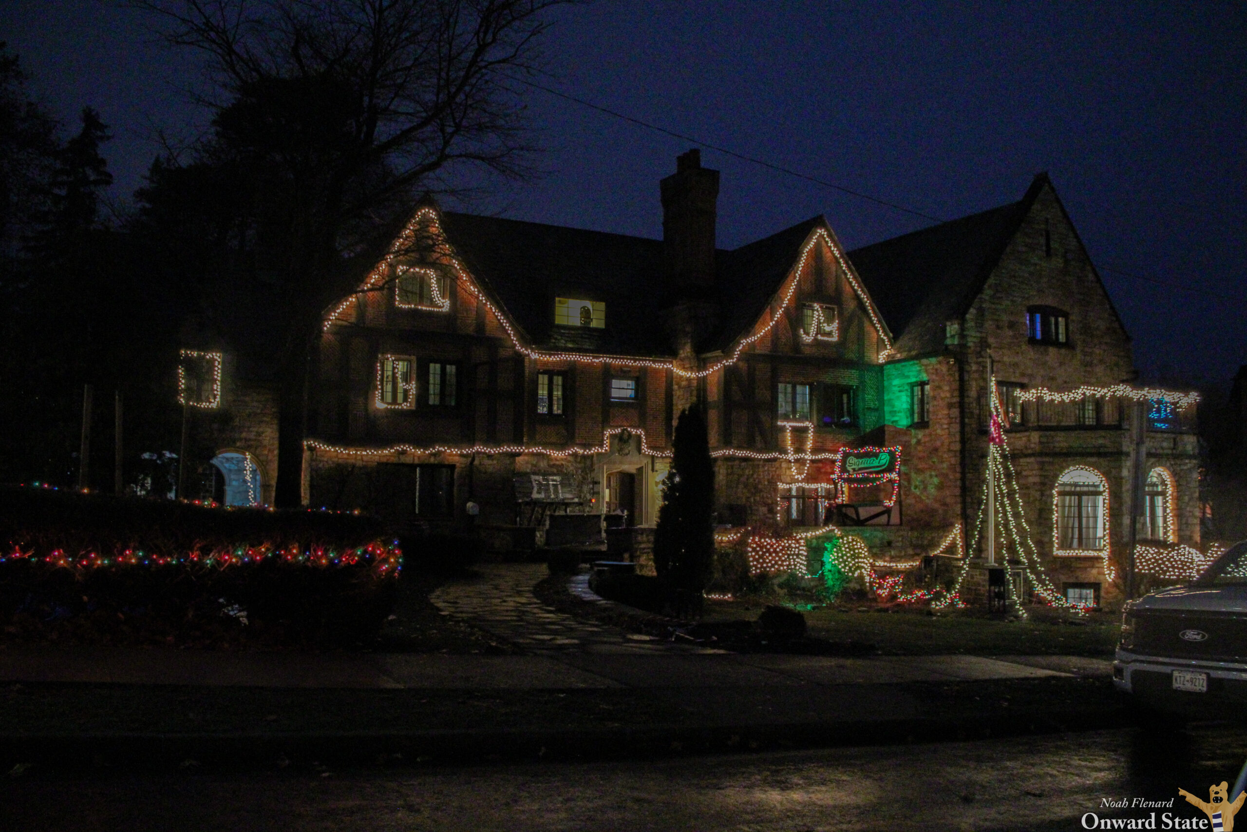 Sig Pi Frat Christmas Lights 2024