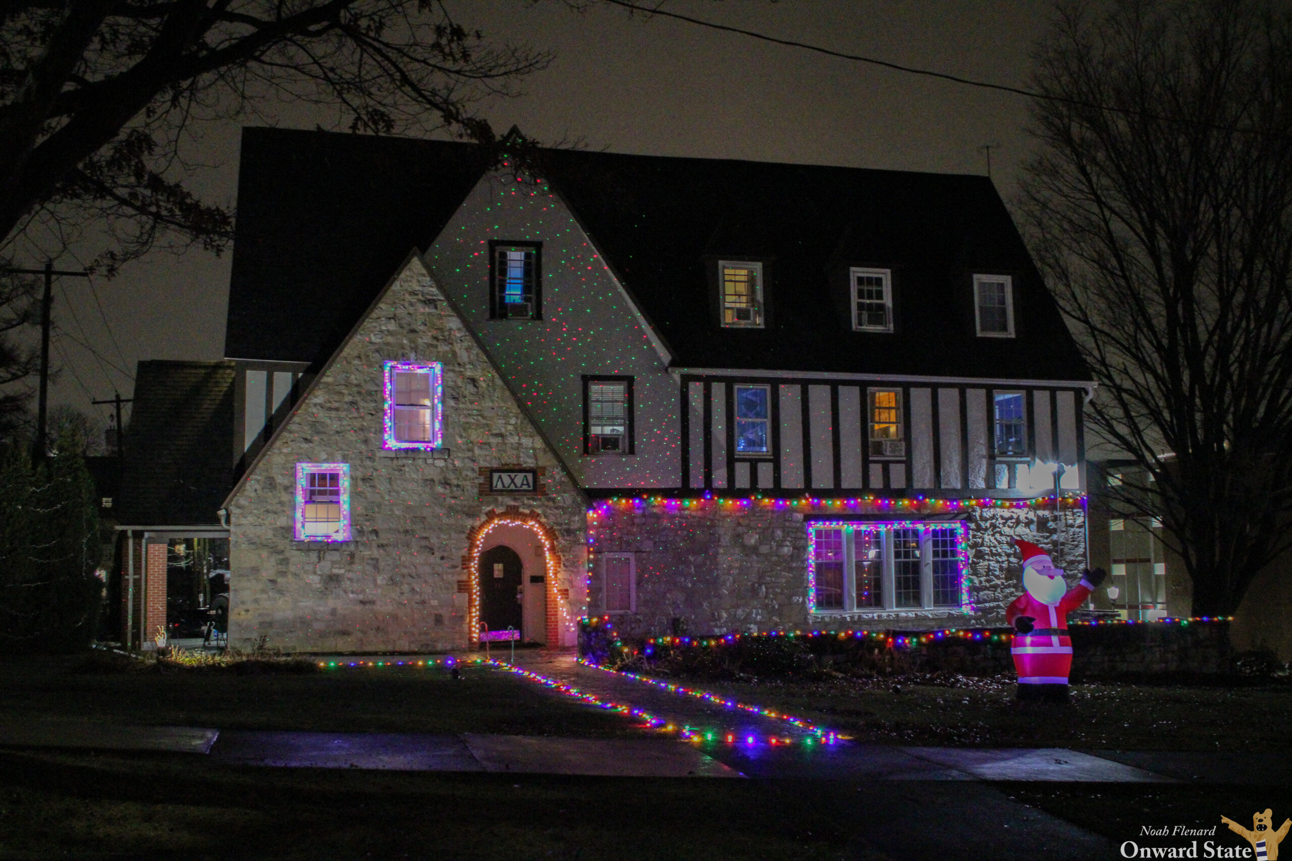 Lambda Frat Christmas Lights 2024
